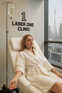 Patient relaxing during an IV vitamin drip therapy session at Laser One Clinic