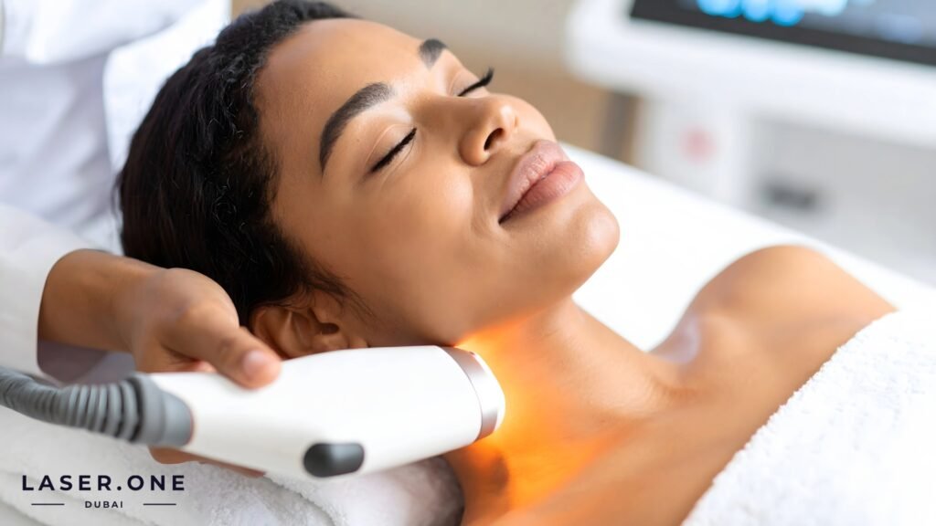 Woman undergoing non-surgical skin tightening with Endospheres Therapy in Dubai